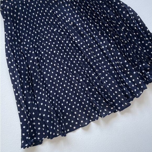 Vintage 90's ESPRIT Polkadot Accordion Skirt / Sz M Navy Pleated Sheer Coquette - Picture 5 of 7